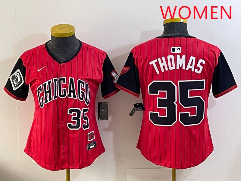 Women 2025 Chicago White Sox #35 Thomas Red Joint Name Nike MLB Jersey style 7
